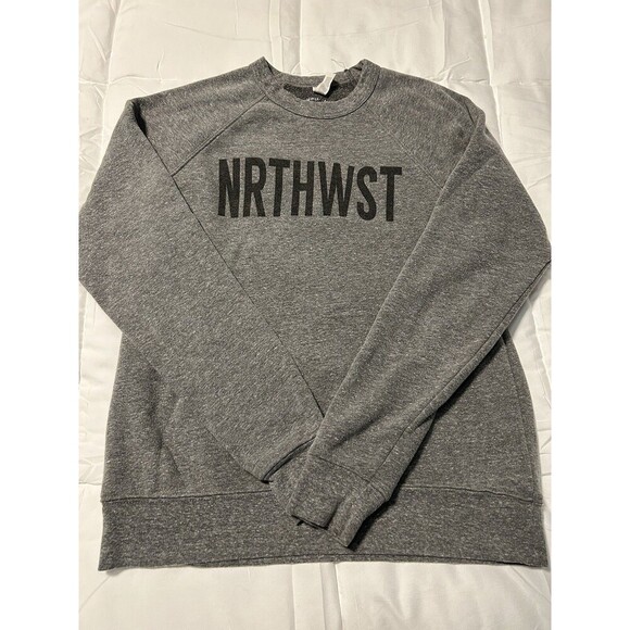 WISH YOU WERE NORTHWEST Light Gray Sweatshirt Drop Shoulder Unisex Size Small - Picture 1 of 7